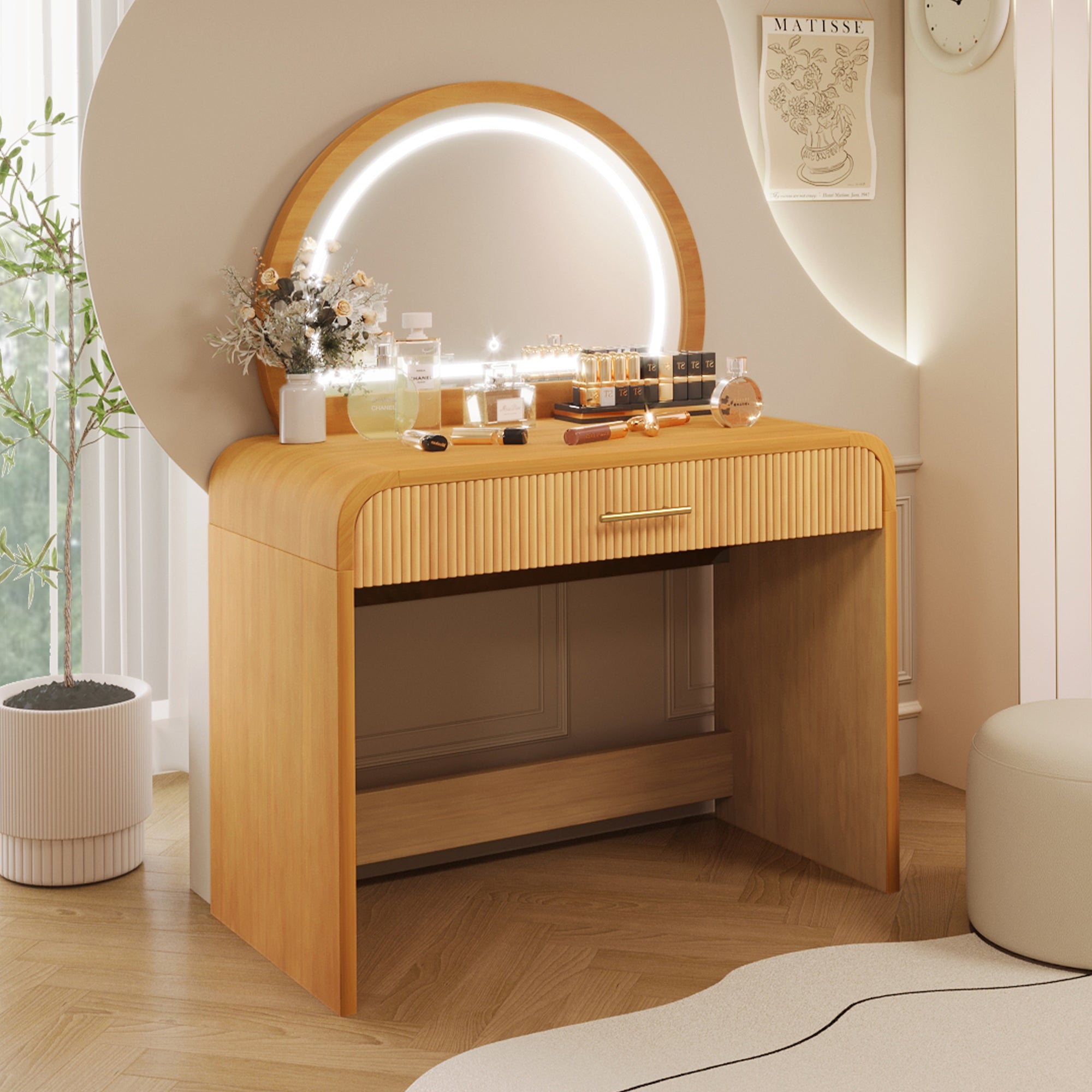 dressing vanity design Amazon.com: Vanity Table Slate Desktop Vanity Desk, Dressing Table with LED Full Body Mirror & 3 Drawers, Vanity Set with Upholstered Makeup Stool & Cabinet Makeup Table : Home & Kitchen