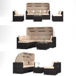 Walker Edison | Outdoor Rattan 6 Piece Daybed Patio Furniture Set Thumbnail