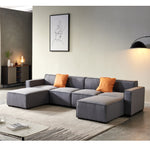 Walker Edison | U-Shape Sectional Linen Modular Couch Thumbnail