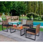 Walker Edison | Outdoor Wicker 4-Piece Patio Furniture Set Thumbnail