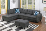 Walker Edison | Classic Modern 98" Left Hand Facing Sofa & Chaise with Ottoman Thumbnail