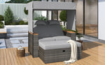 Walker Edison | Outdoor Patio 2-Piece Rattan Chairs and Bench Roof Set Thumbnail