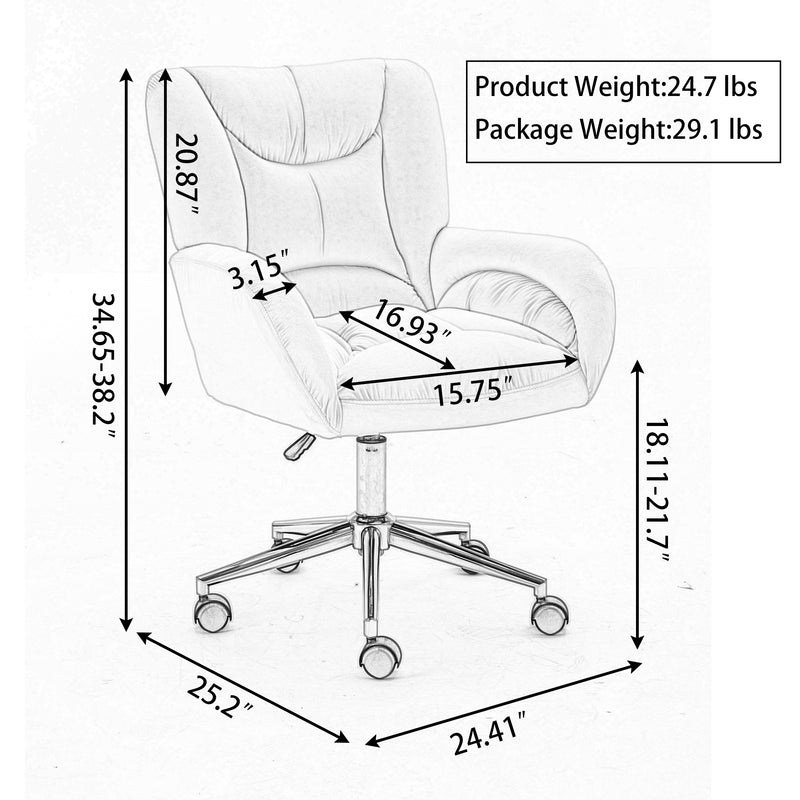 Walker Edison | Teddy 360 Swivel Home Office Chair With Gold Metal Base