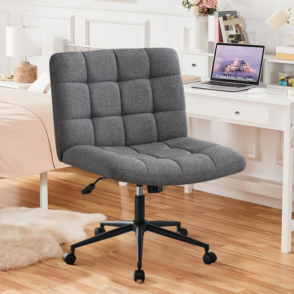 Walker Edison Viral Wide Seat Linen Office Desk Chair with Wheels