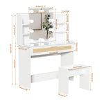 Walker Edison | Rattan Vanity Desk Set with Stool Thumbnail