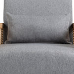 Walker Edison | Linen Swivel Barrel Club Rattan Chair with Pillow Thumbnail