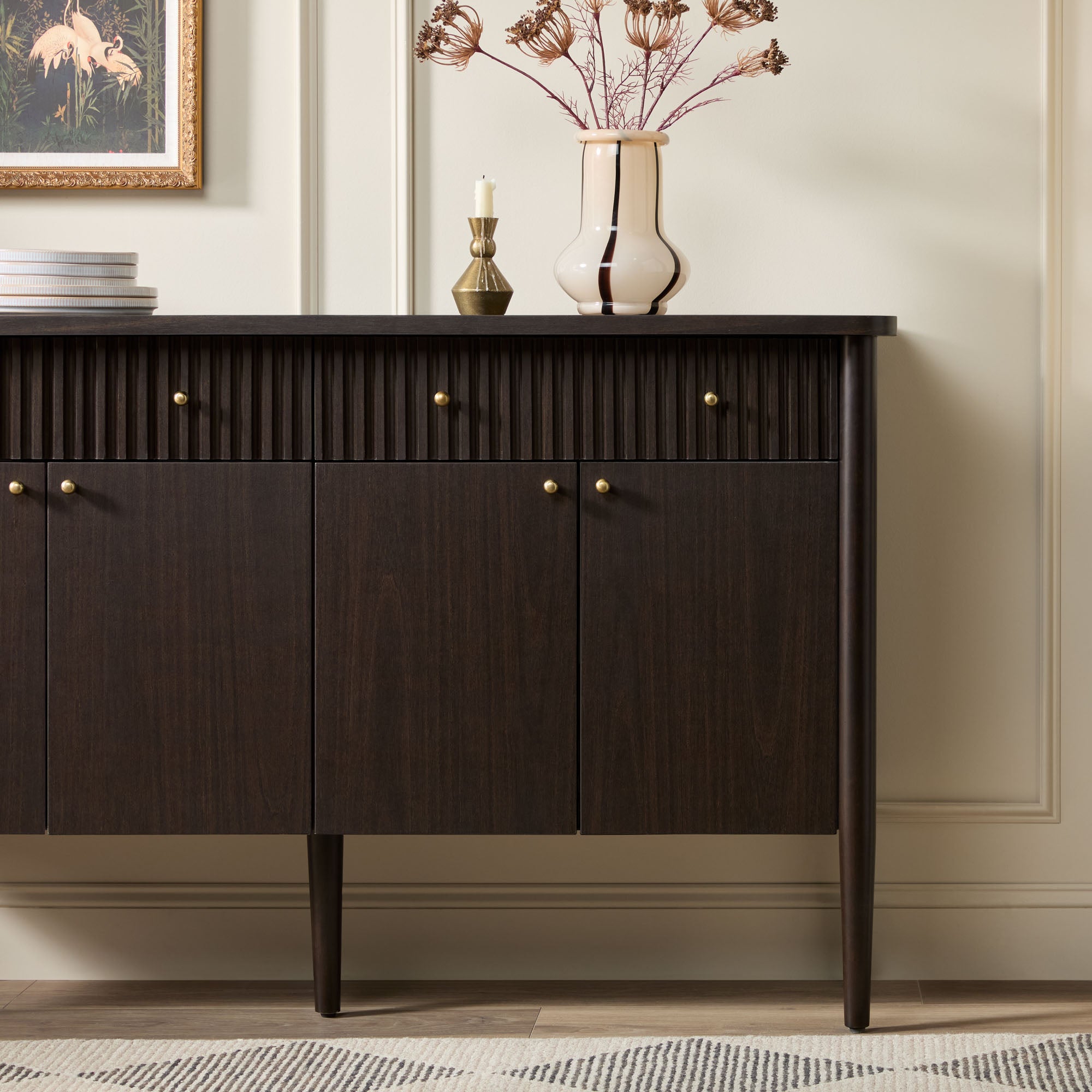 Samantha Modern Fluted 58-Inch Wood Sideboard | Walker Edison