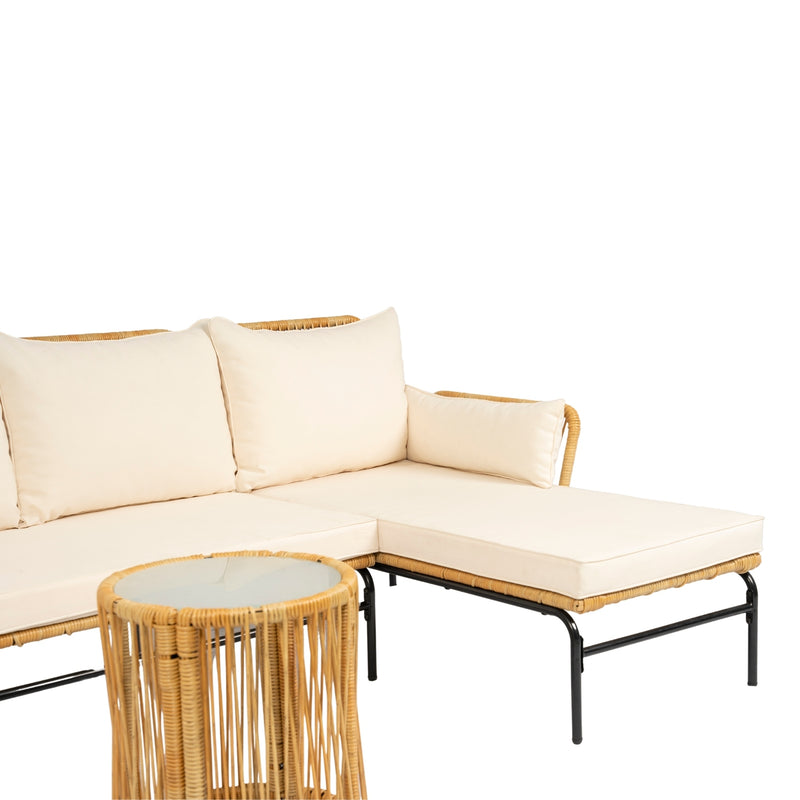 Walker Edison | Wicker 3 Pieces Outdoor Sectional Chat Set