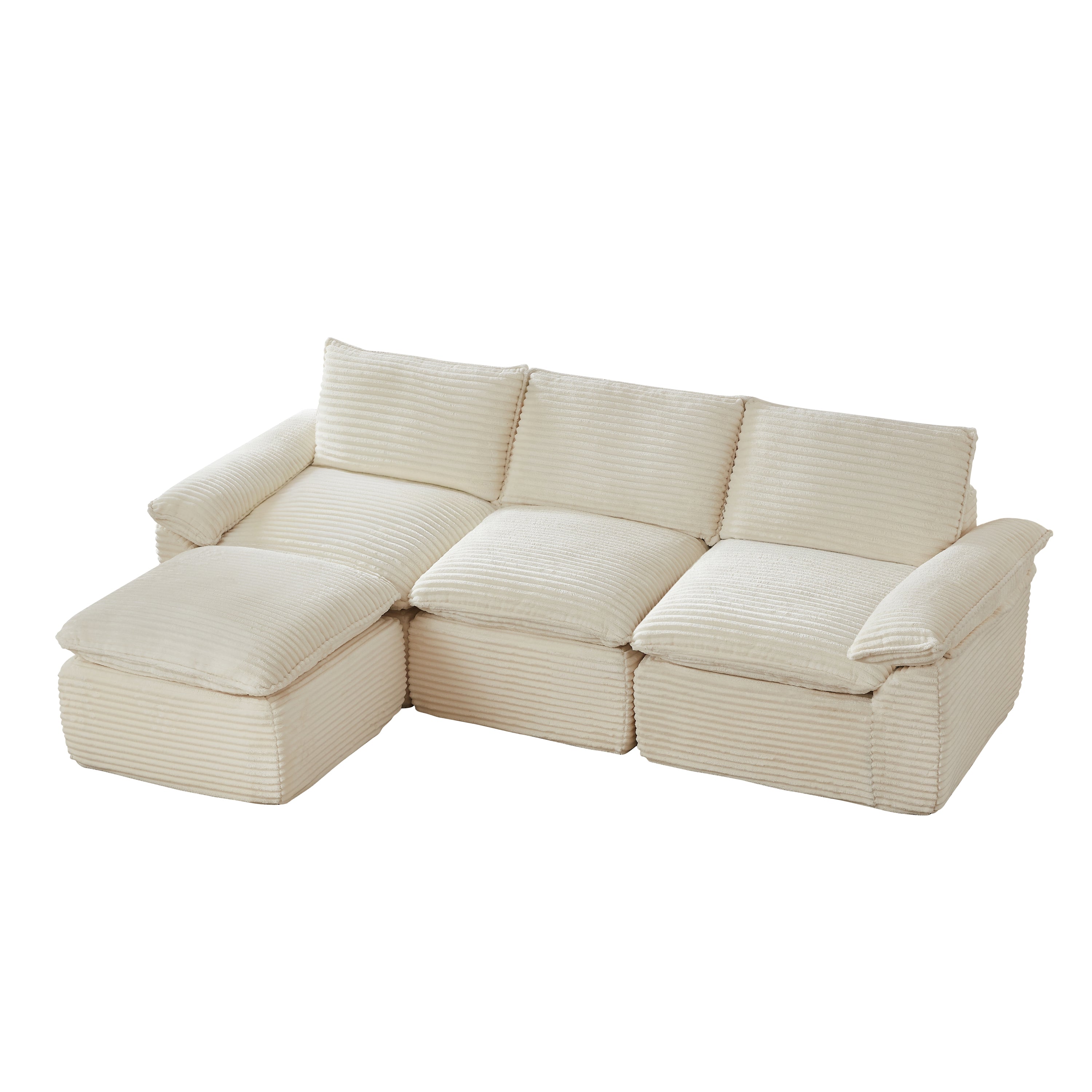 Modern Cloud Corduroy Modular Sectional Sofa w Ottoman – Walker Edison