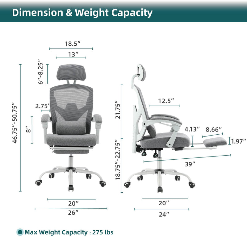 Walker Edison | White Mesh High Back Ergonomic Office Desk Chair