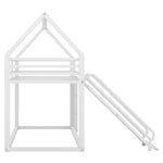 Walker Edison | Twin over Twin House Bunk Bed with Ladder and Slide Thumbnail