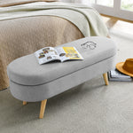 Walker Edison | Linen Oval Ottoman Storage Bench Thumbnail