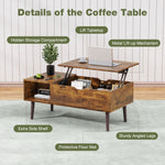 Walker Edison | Wood Lift Top Coffee Table & Desk with Storage Thumbnail