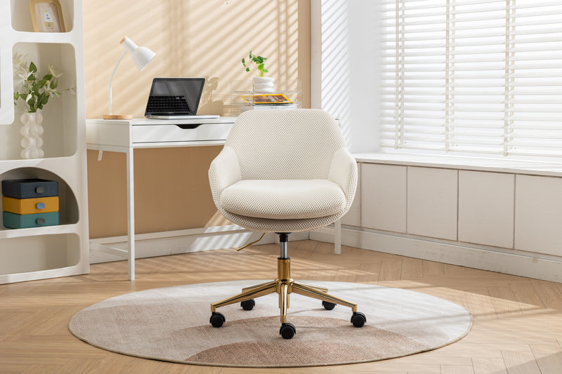 Walker Edison | Mesh Fabric Home Office 360°Swivel Chair with Gold Metal Base