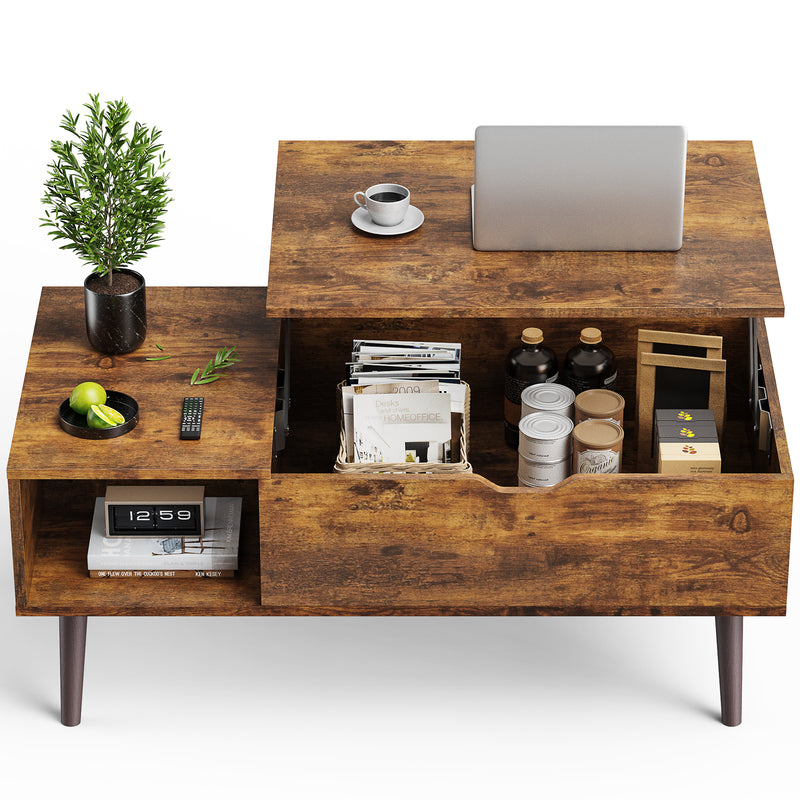 Walker Edison | Wood Lift Top Coffee Table & Desk with Storage