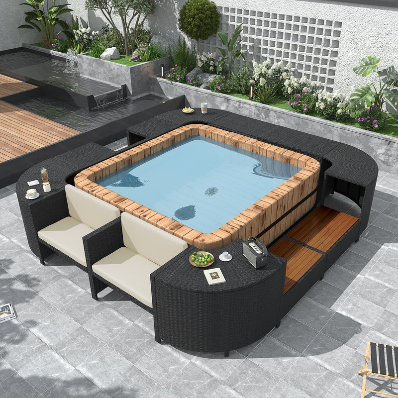 Walker Edison | Outdoor Wicker Spa Surround Frame