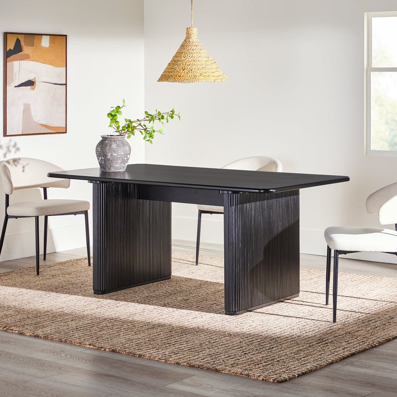 68" Dining Table with Reeded Base Living Room Walker Edison Black 