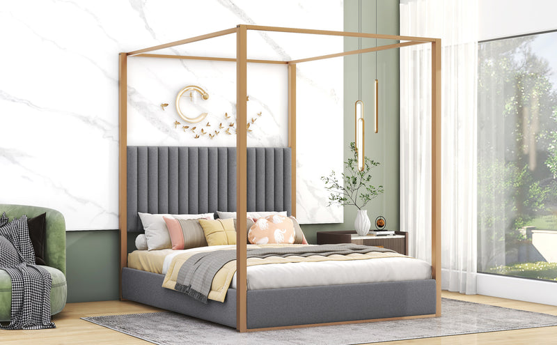 Walker Edison | Upholstered Canopy Platform Bed