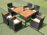 Walker Edison | 7 piece Outdoor Patio Wicker Dining Set Patio Thumbnail