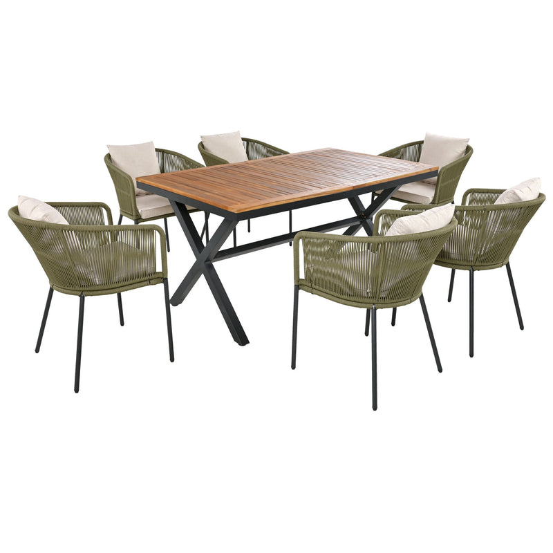 Walker Edison | All-Weather Outdoor 7 Pieces Patio Dining Set