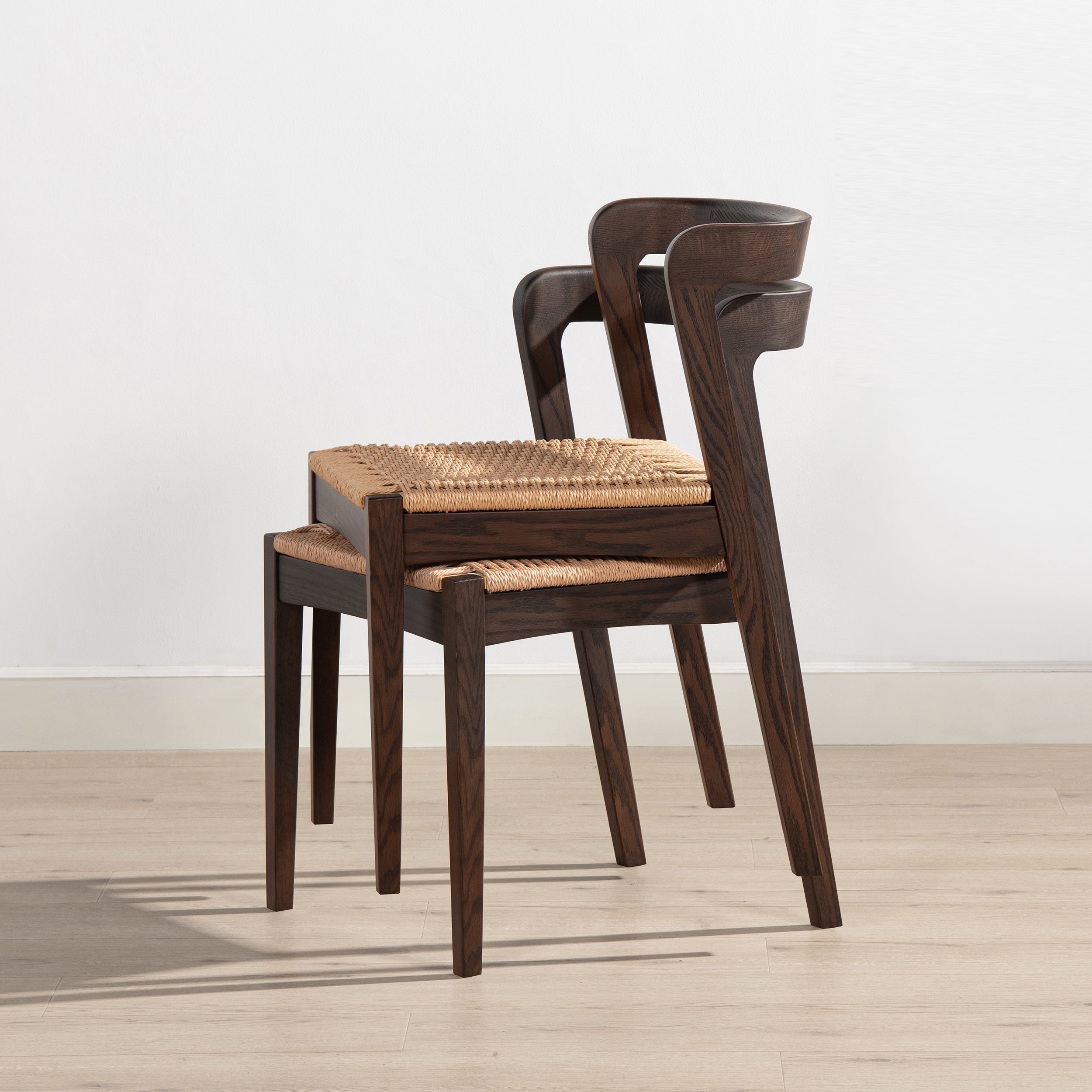 Capri Woven Seat Oak Wood Dining Chair | Walker Edison