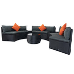 Walker Edison | Wicker Outdoor Sectional 6 Piece Patio Set with Storage and Pillows Thumbnail