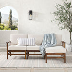 3-Piece Modern Chevron Acacia Outdoor Chaise Sectional Thumbnail