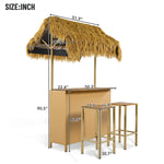 Walker Edison | Hawaiian-style Bar Height Patio Set Thumbnail