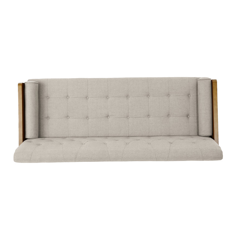 Walker Edison | Linen Aidan Sofa with Wood Accents