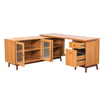 Walker Edison | Modern L-shaped 66" Desk with Storage Thumbnail