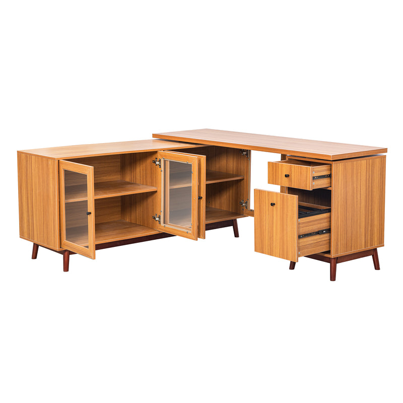 Walker Edison | Modern L-shaped 66" Desk with Storage