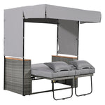 Walker Edison | Outdoor Patio 2-Piece Rattan Chairs and Bench Roof Set Thumbnail