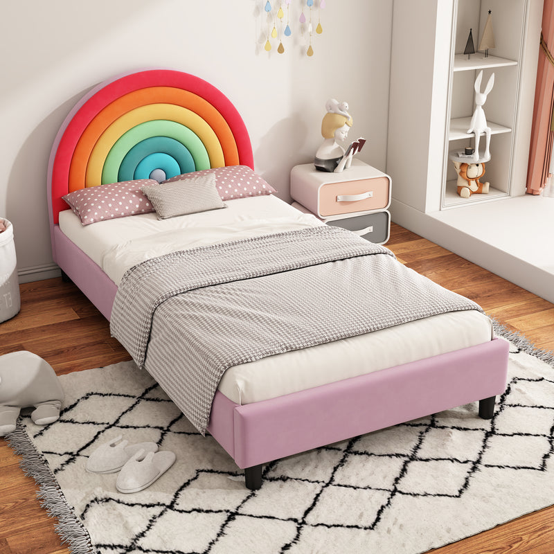 Walker Edison | Rainbow Design Upholstered Twin Platform Bed