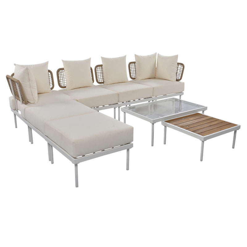 Walker Edison | Outdoor 8-Piece Sectional Sofa Set