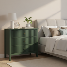 Modern Fluted 3-Drawer 32" Wide Nightstand & Side Table for Storage