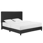 Walker Edison | King Size Charcoal Grey Upholstered Platform Bed Thumbnail