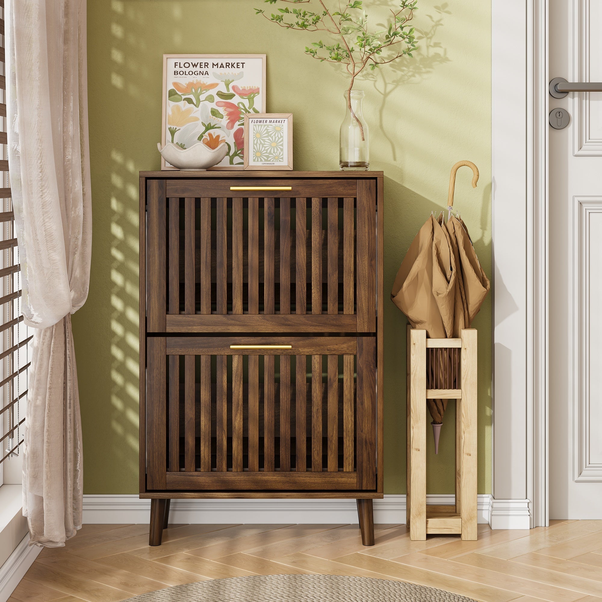Walker Edison Shoe Rack Entryway Cabinet - Thumbnail 2