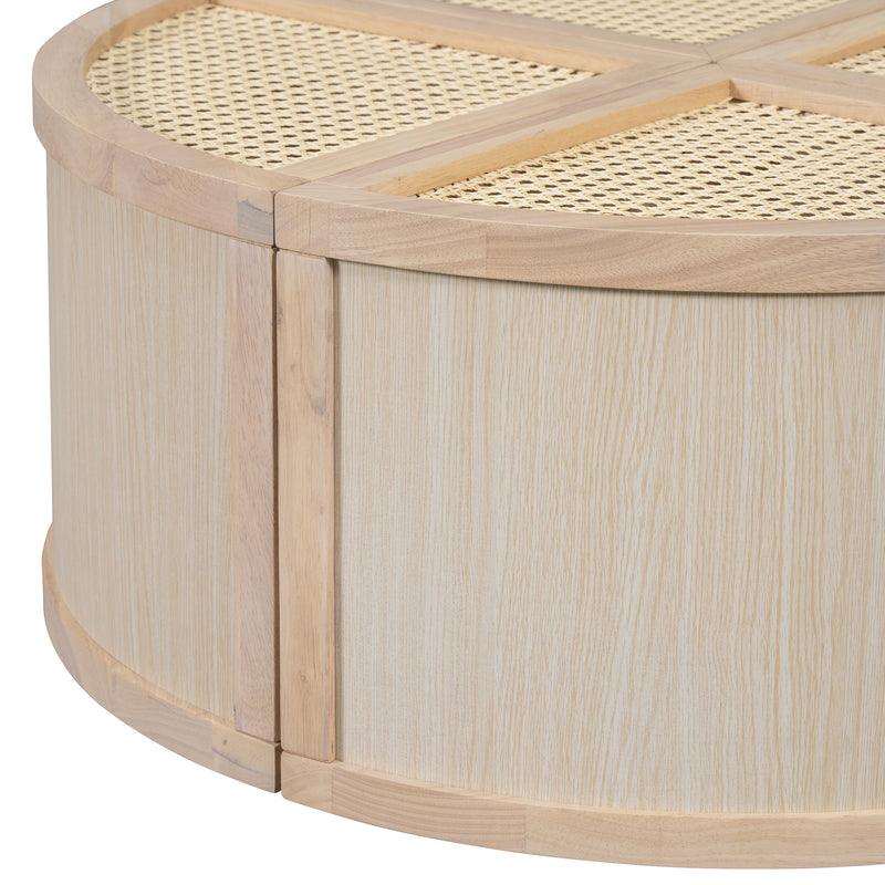 Walker Edison | Modular Round to Square Rattan Coffee Table