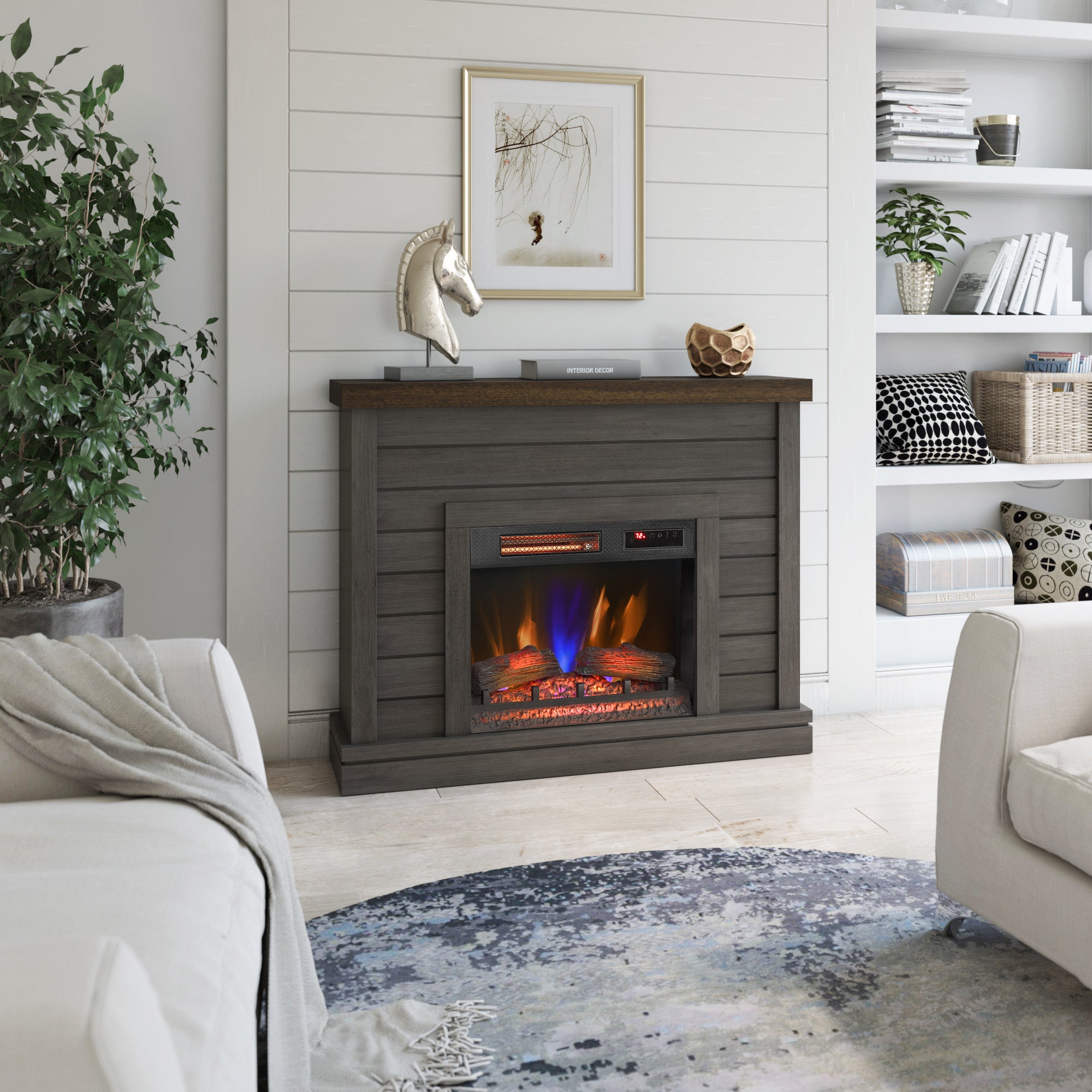 duraflame® Farmhouse Shiplap Electric Fireplace Wall Mantel