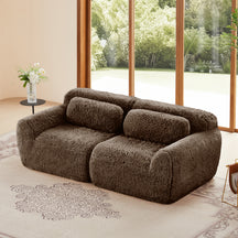 Soft Fluffy Plush Fabric 2-seater Modular Sectional Sofa Couch