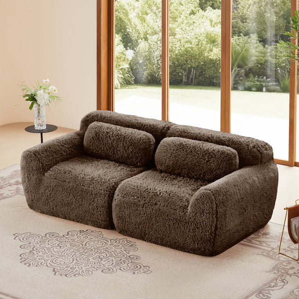 Soft Fluffy Plush 2-Seater Modular Sectional Sofa | Walker Edison