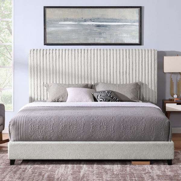 Walker Edison | King Size Minky Stone Upholstered Platform Bed