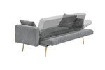 Walker Edison | Convertible 71" Sofa Bed Grey Teddy Fleece with two throw pillows Thumbnail