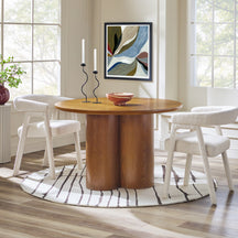 Maya Modern 47” Round Dining Table with Curve Pedestal Base, Seats 4