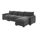 Walker Edison | Chenille Pillow Top Cloud L-shape Sectional Sofa with Chaise Lounge Thumbnail