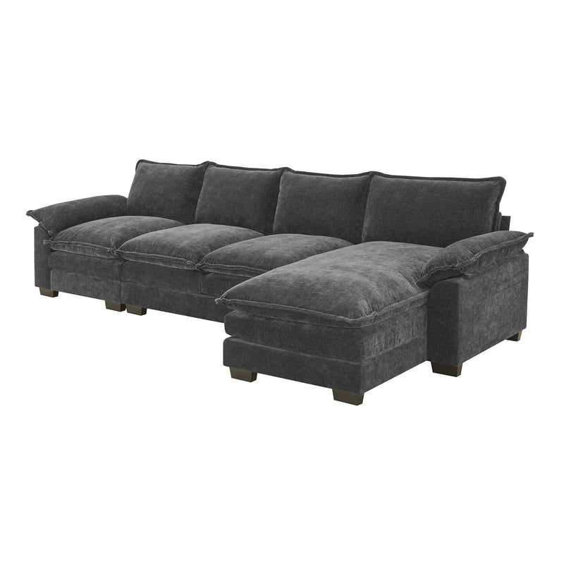 Walker Edison | Chenille Pillow Top Cloud L-shape Sectional Sofa with Chaise Lounge