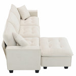 Walker Edison | Modern Cloud Sectional L Shape Couch w Ottoman Thumbnail