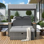 Walker Edison | Outdoor Patio 2-Piece Rattan Chairs and Bench Roof Set Thumbnail