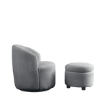 Walker Edison | Swivel Barrel Accent Chair with Ottoman Thumbnail