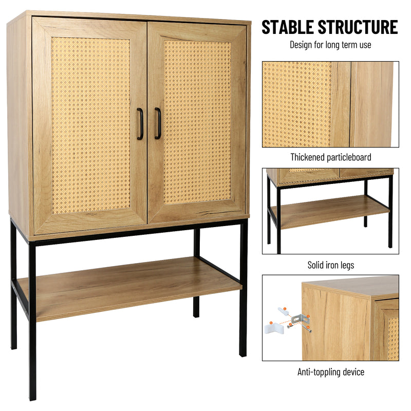 Walker Edison | Rattan Doors Storage Cabinet